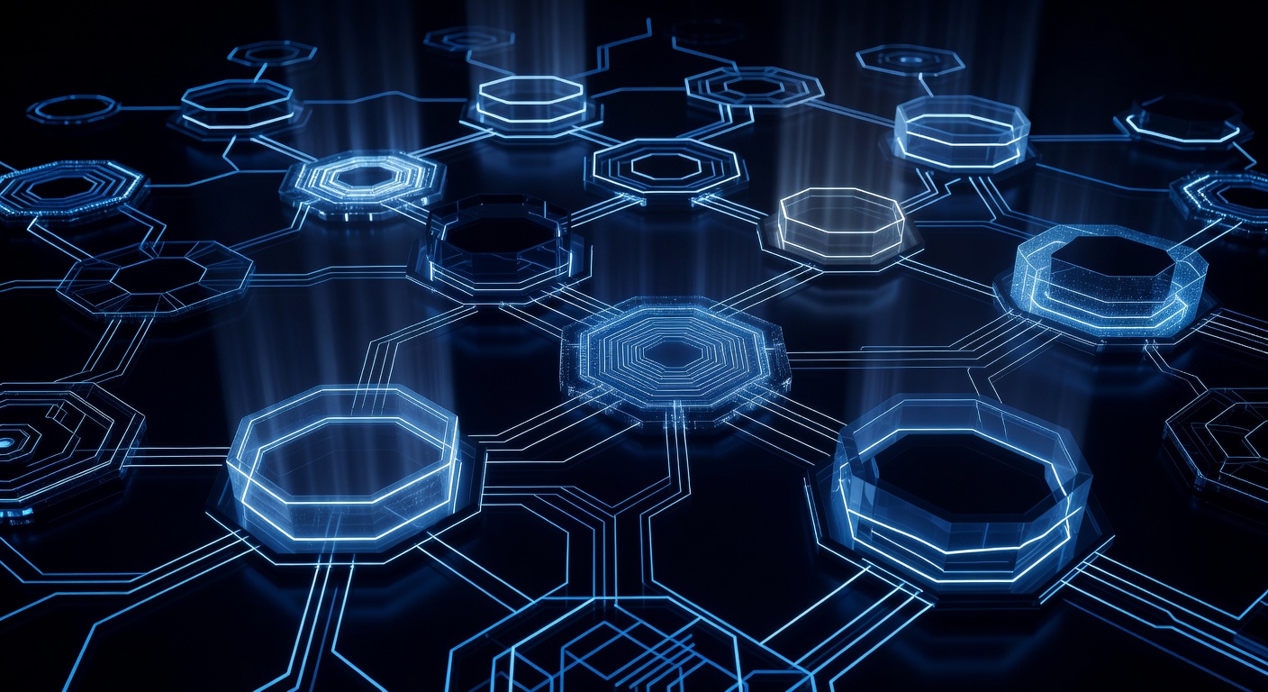 Secure digital privacy and data protection concept with navy neon highlights